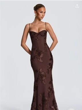 2 piece maxi dress long sleeve Ruby Elegance 2-Pc Full Lace Maxi Dress L / Cream